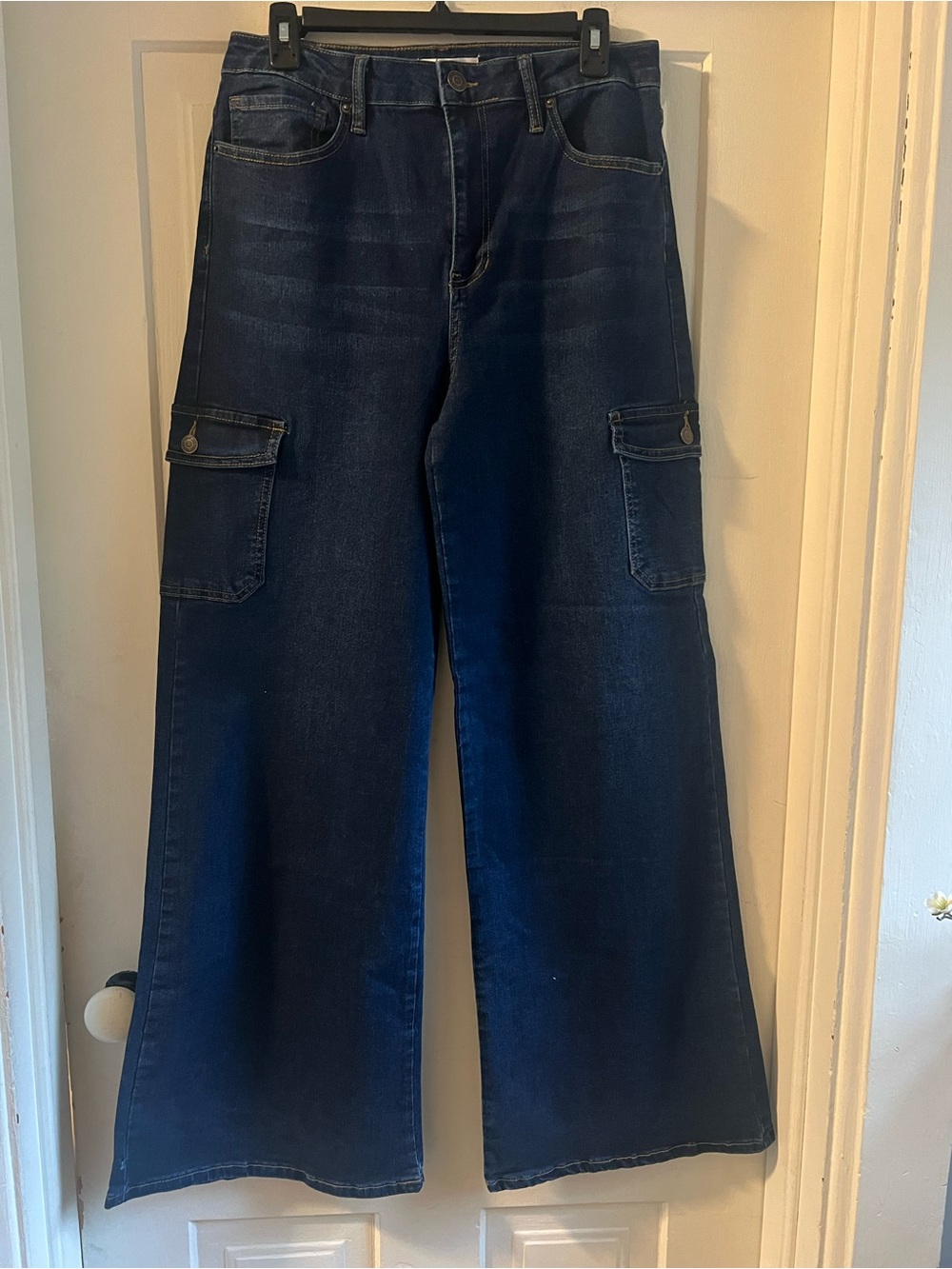 YMI hi rise skater Wide Leg Cargo Jeans - Dark Blue